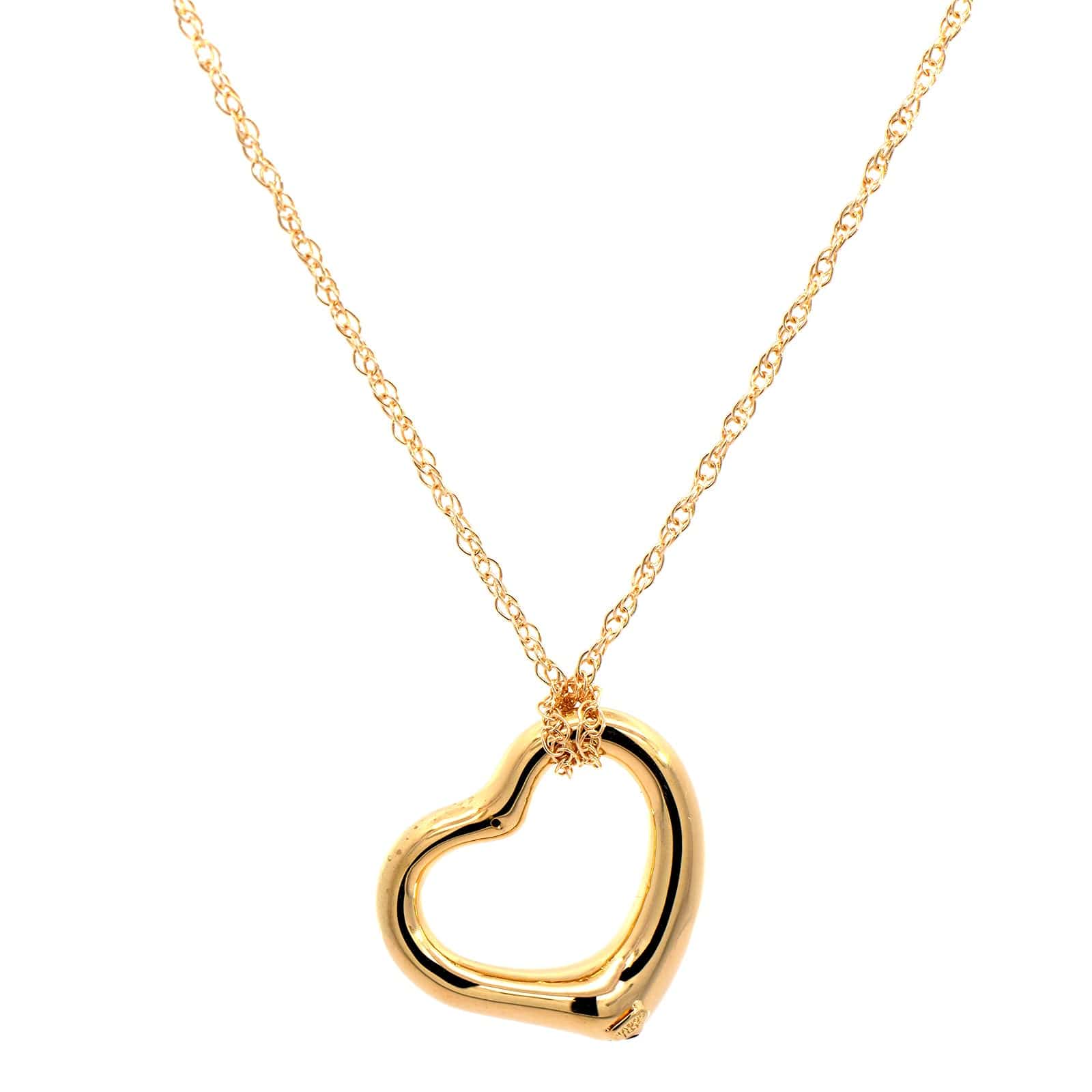 14K Yellow Gold Open Heart Pendant Necklace