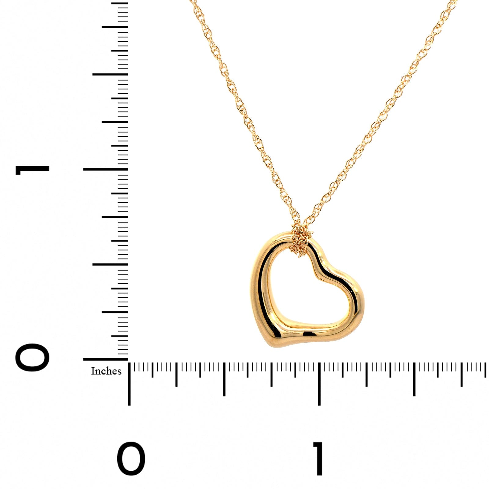 14K Yellow Gold Open Heart Pendant Necklace
