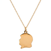 14K Yellow Gold 18" Girl Head Pendant Necklace