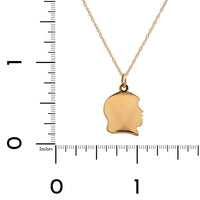 14K Yellow Gold 18" Girl Head Pendant Necklace