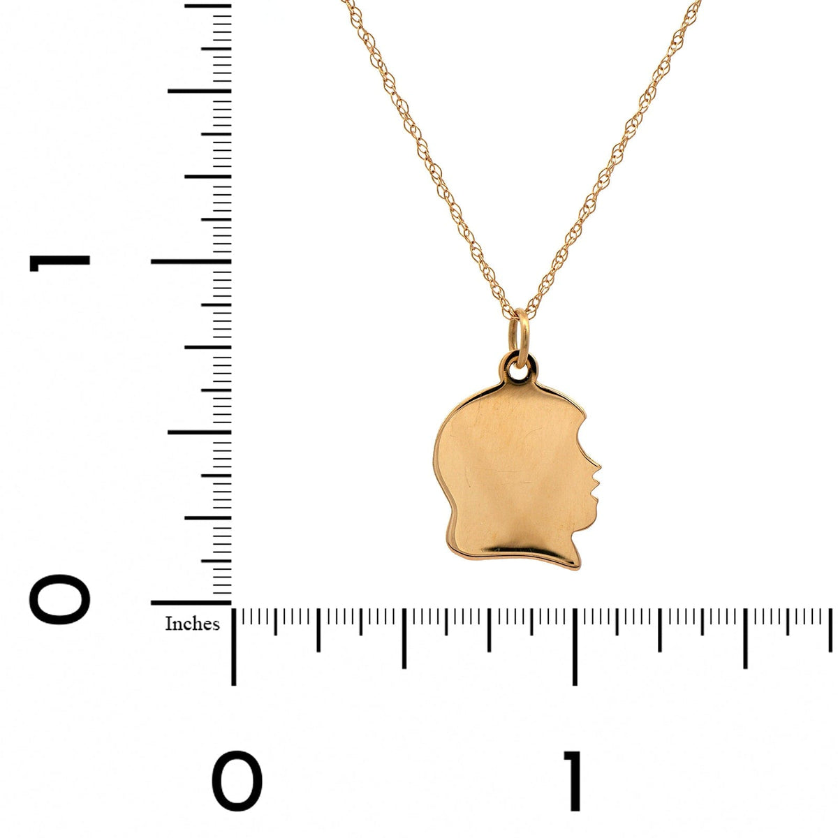 14K Yellow Gold 18" Girl Head Pendant Necklace