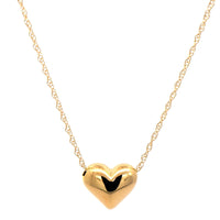 14K Yellow Gold Puffed Heart Pendant Necklace