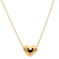 14K Yellow Gold Puffed Heart Pendant Necklace