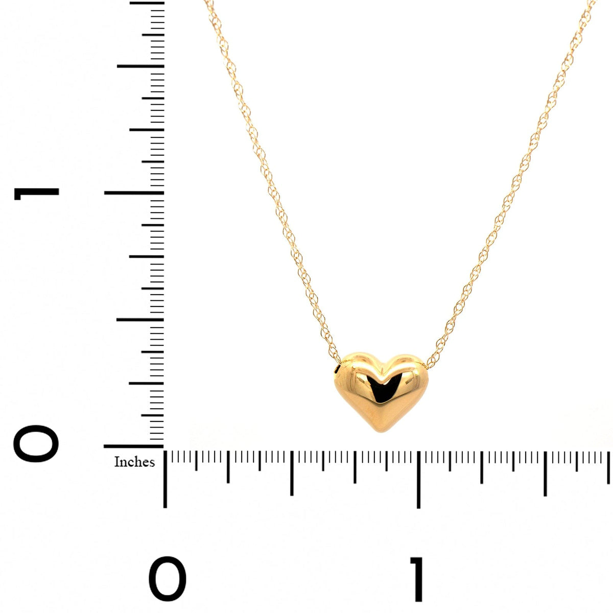 14K Yellow Gold Puffed Heart Pendant Necklace