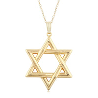 14K Yellow Gold 18" Large Star of David Pendant Necklace