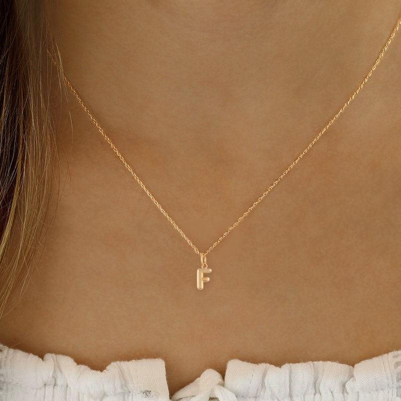 14K Yellow Gold 18" Initial "F" Pendant Necklace