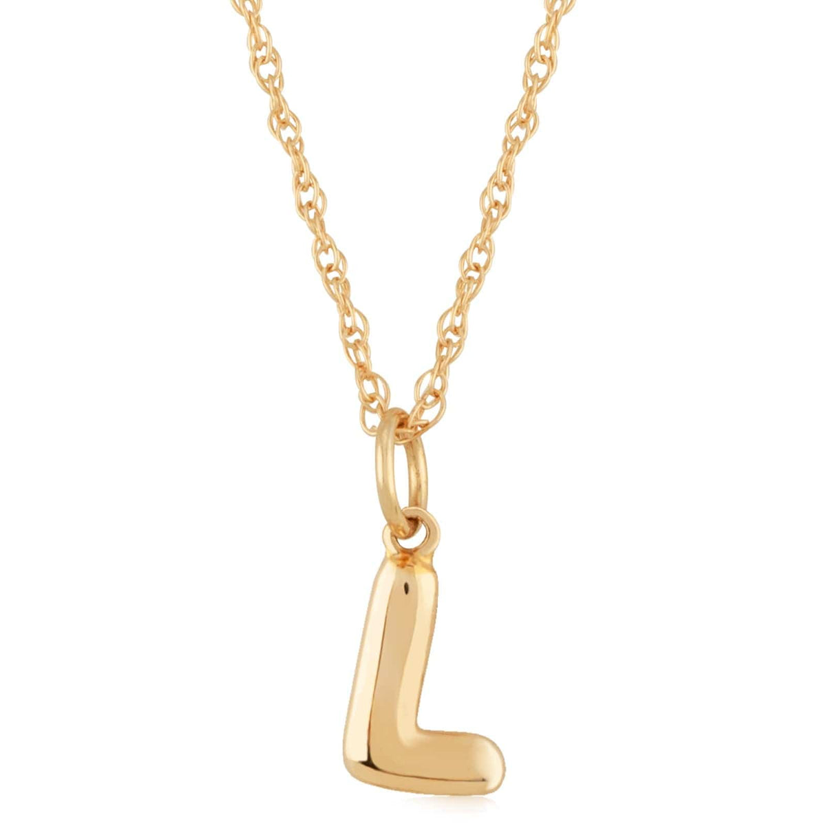14K Yellow Gold 18" Initial "L" Pendant Necklace