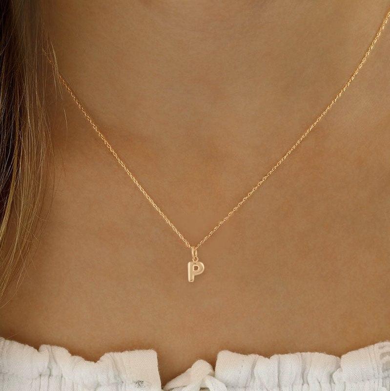 14K Yellow Gold 18" Initial "P" Pendant Necklace