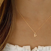14K Yellow Gold 18" Initial "V" Pendant Necklace