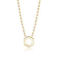 Harwell Godfrey 18K Yellow Gold Ball Chain Hexagon Pendant Necklace