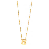 14K Yellow Gold Initial "B" Pendant Necklace