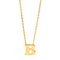 14K Yellow Gold Initial "B" Pendant Necklace