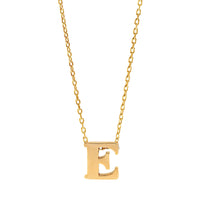 14K Yellow Gold Initial "E" Pendant Necklace
