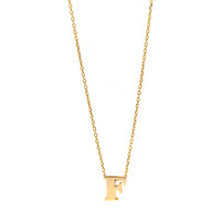 14K Yellow Gold Initial "F" Pendant Necklace