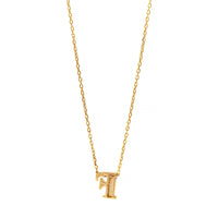 14K Yellow Gold Initial "F" Pendant Necklace