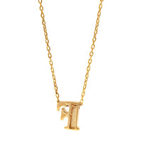 14K Yellow Gold Initial "F" Pendant Necklace