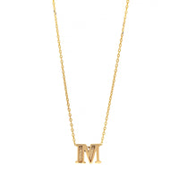 14K Yellow Gold Initial "M" Pendant Necklace