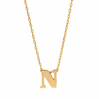 14K Yellow Gold Initial "N" Pendant Necklace
