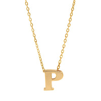14K Yellow Gold Initial "P" Pendant Necklace