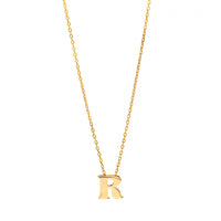 14K Yellow Gold Initial "R" Pendant Necklace