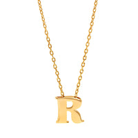 14K Yellow Gold Initial "R" Pendant Necklace