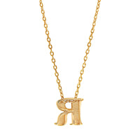 14K Yellow Gold Initial "R" Pendant Necklace