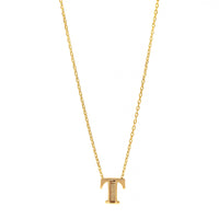 14K Yellow Gold Initial "T" Pendant Necklace