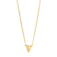 14K Yellow Gold Initial "V" Pendant Necklace