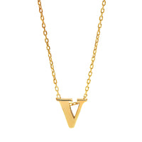 14K Yellow Gold Initial "V" Pendant Necklace