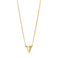 14K Yellow Gold Initial "V" Pendant Necklace