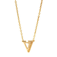 14K Yellow Gold Initial "V" Pendant Necklace