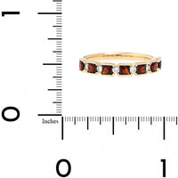 14K Yellow Gold Square Garnet and Diamond Ring