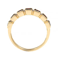 14K Yellow Gold Square Garnet and Diamond Ring
