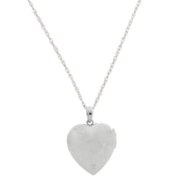 14K White Gold Diamond Heart Shaped Locket