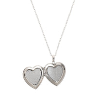 14K White Gold Diamond Heart Shaped Locket