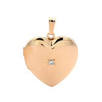 14K Yellow Gold Diamond Heart Locket