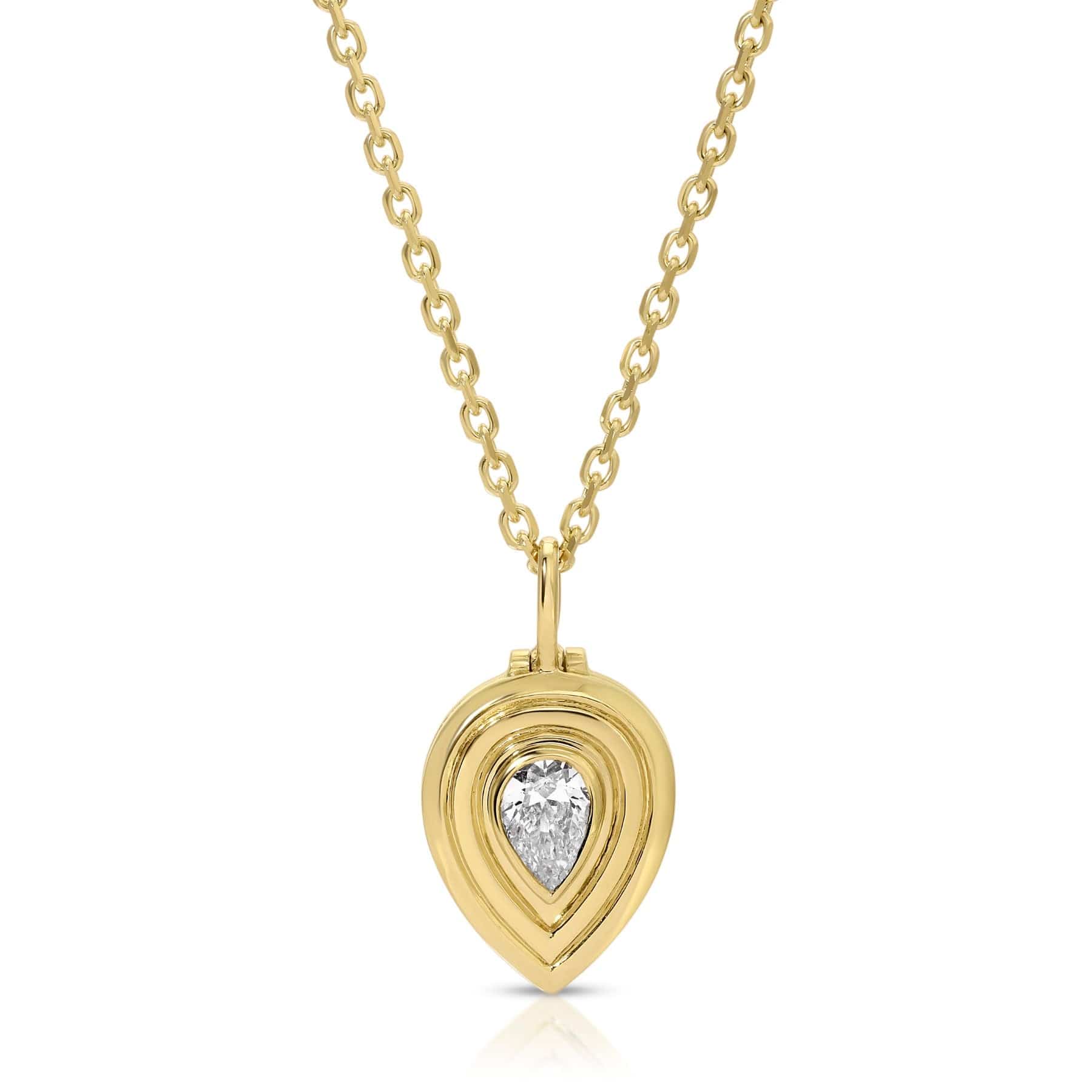 Anita Ko 18K Yellow Gold Pear Shaped Diamond Loulou Locket Necklace