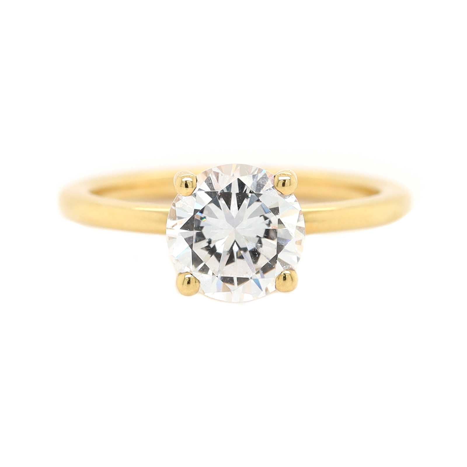 18K Yellow Gold 4 Prong Solitaire Engagement Ring Setting
