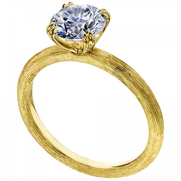 18K Yellow Gold Florentine Finish Engagement Ring Setting