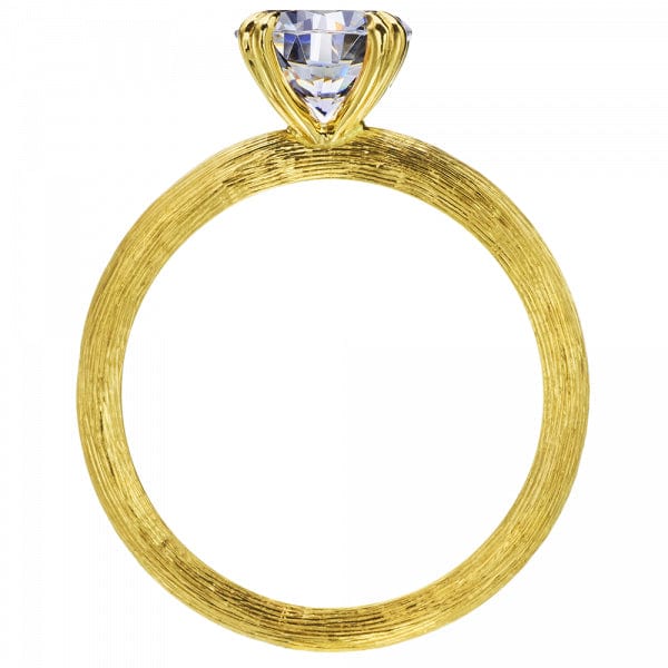 18K Yellow Gold Florentine Finish Engagement Ring Setting
