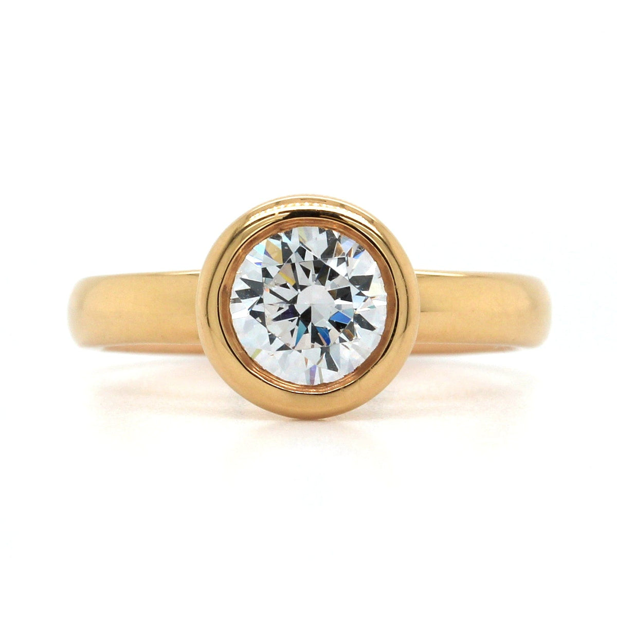 18K Rose Gold Bezel Set Engagement Ring Setting