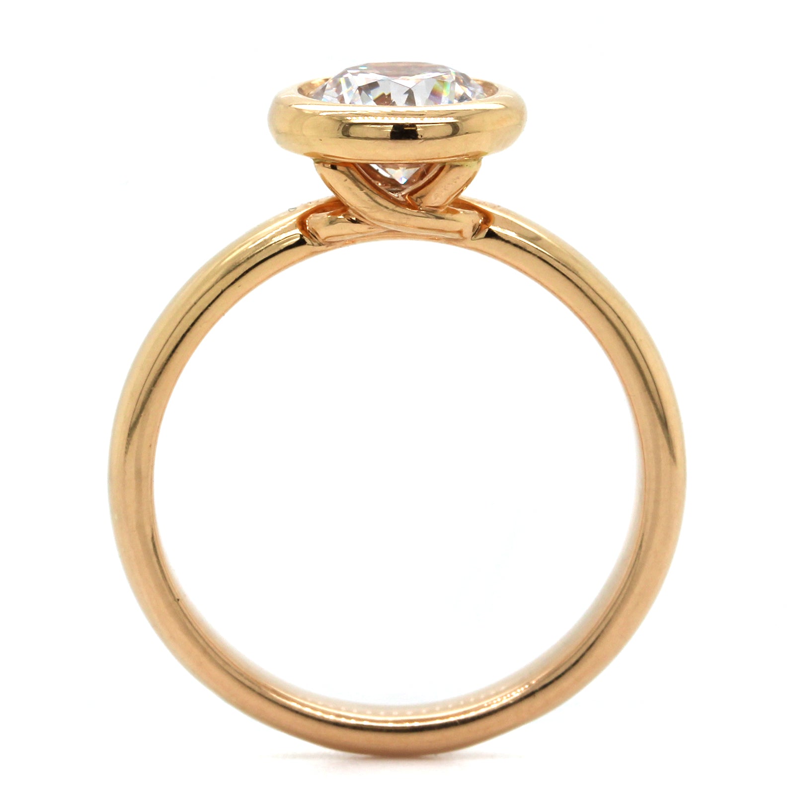 18K Rose Gold Bezel Set Engagement Ring Setting