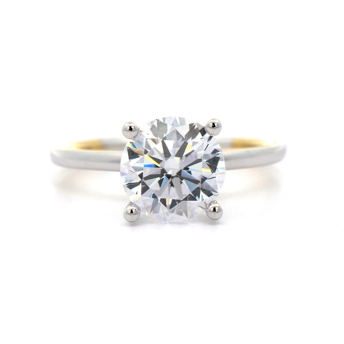 18K Two Tone 4 Prong Diamond Solitaire Engagement Ring Setting