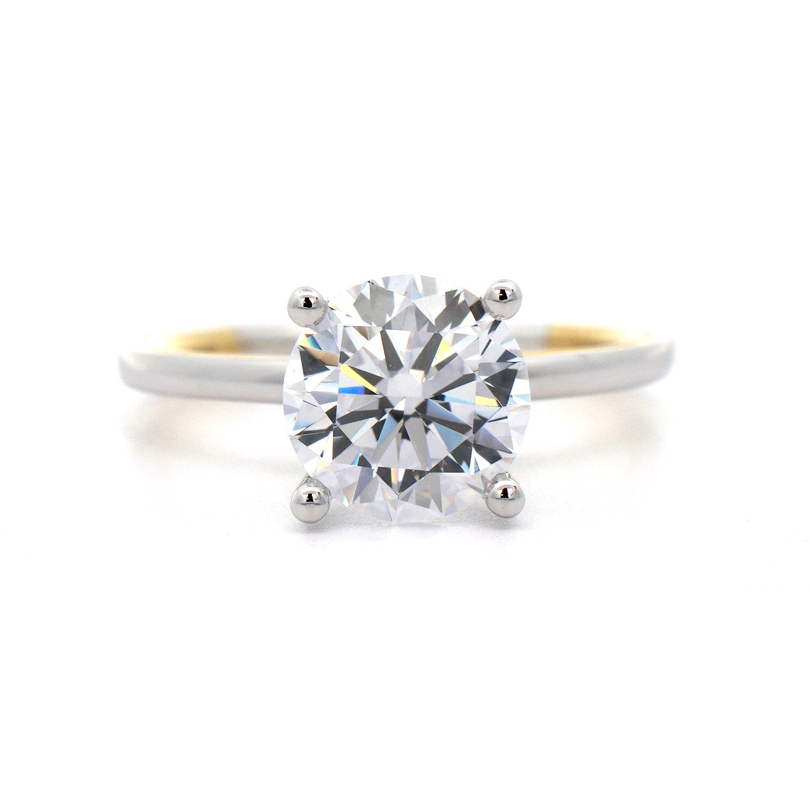 18K Two Tone 4 Prong Diamond Solitaire Engagement Ring Setting
