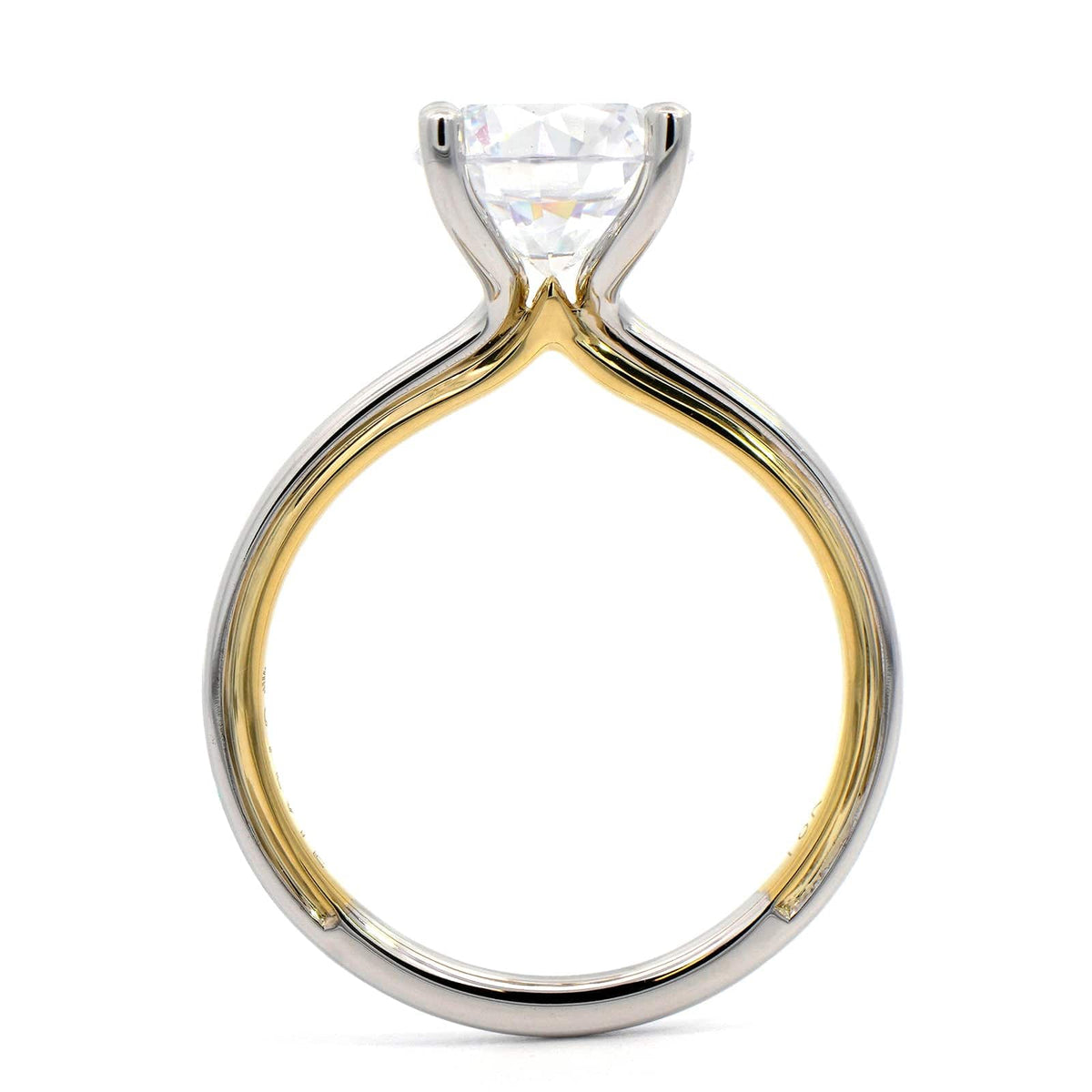 18K Two Tone 4 Prong Diamond Solitaire Engagement Ring Setting