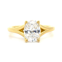 18K Yellow Gold 4 Prong Oval Diamond Solitaire Engagement Ring Setting