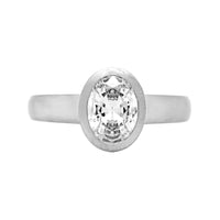 Platinum Bezel Set Satin Finish Engagement Ring Setting
