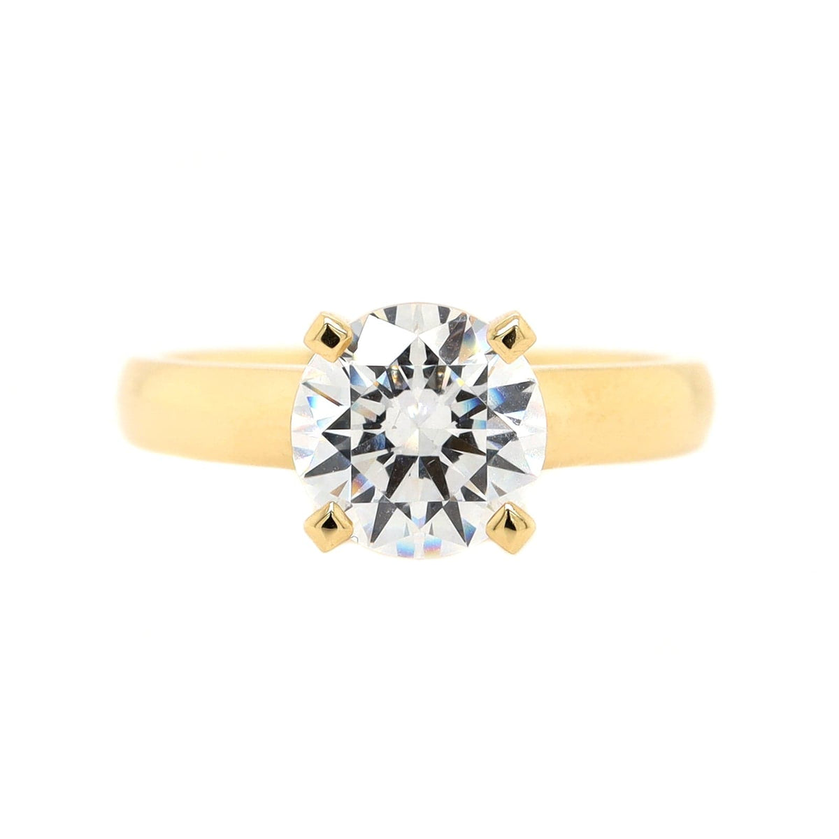 18K Yellow Gold Wide Shank Cathedral Engagement Ring Setting