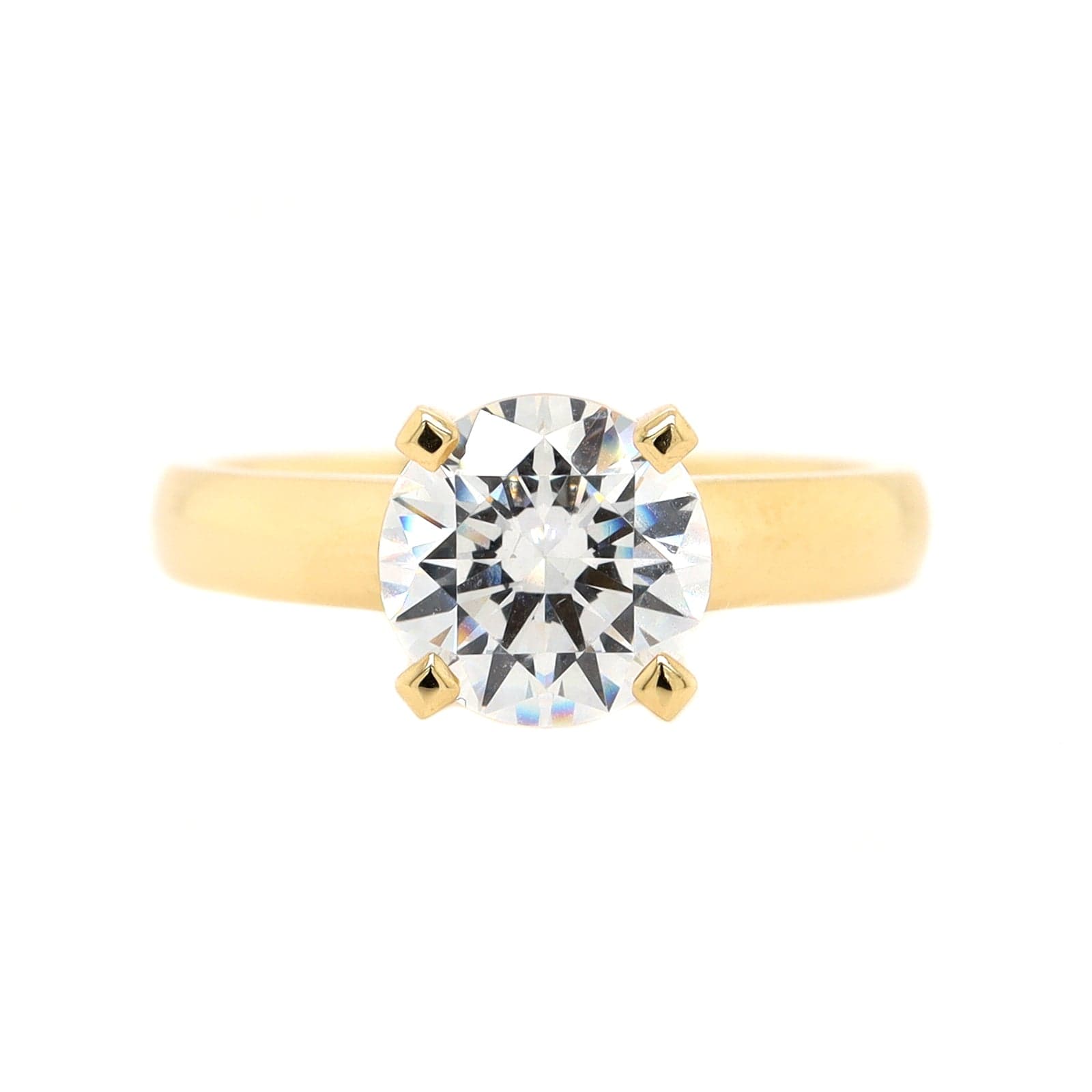 18K Yellow Gold Wide Shank Cathedral Engagement Ring Setting