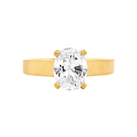 18K Yellow Gold Flat Shank Cathedral Engagement Ring Setting